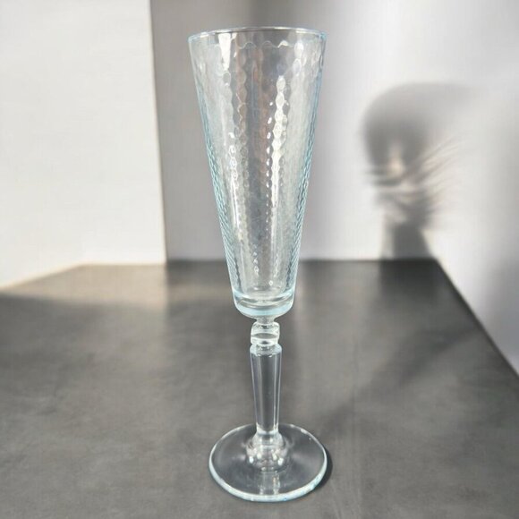 Champagne Flutes Crystal Glasses Honeycomb Pattern Set 2 Drinking Glasses Cups - Picture 2 of 11